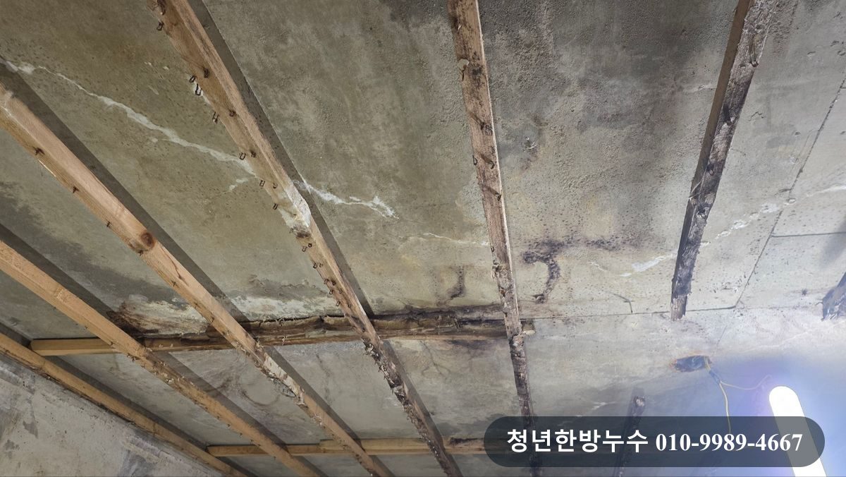 개방된 천장 안쪽의 현장 상태입니다.