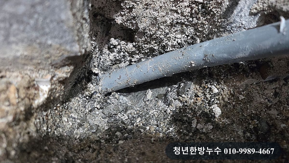 개방한 부위에 드러난 배관 모습입니다.